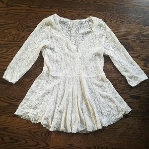 Free People Lace Peplum Top